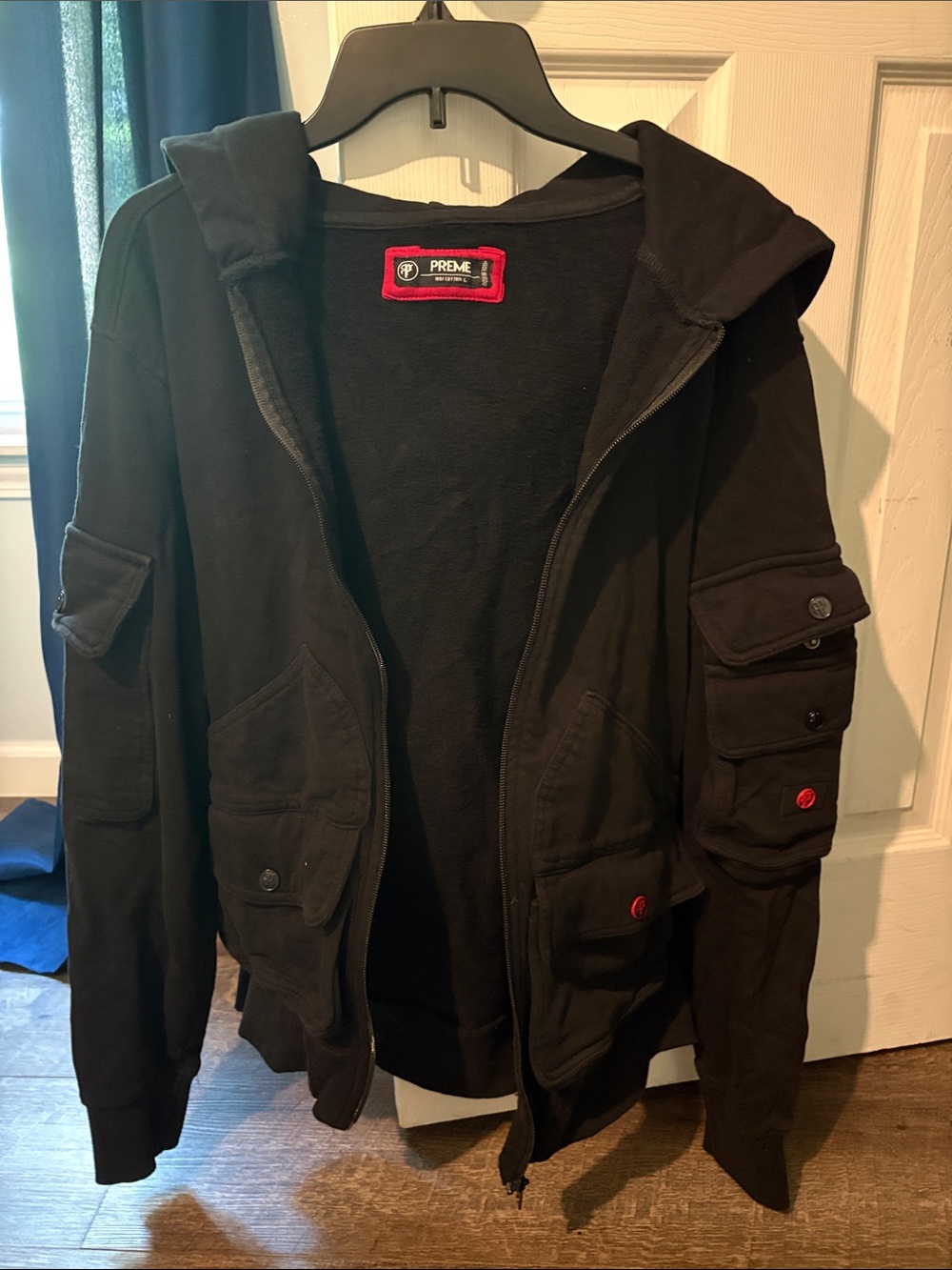 PREME Black Hooded Lightweight Shirt Jacket with Utility Pockets